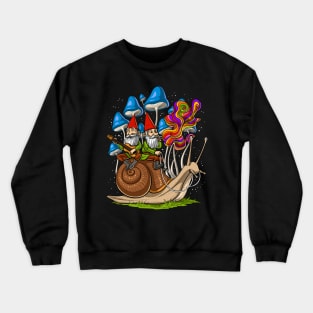 Magic Mushrooms Gnomes On Snail Crewneck Sweatshirt